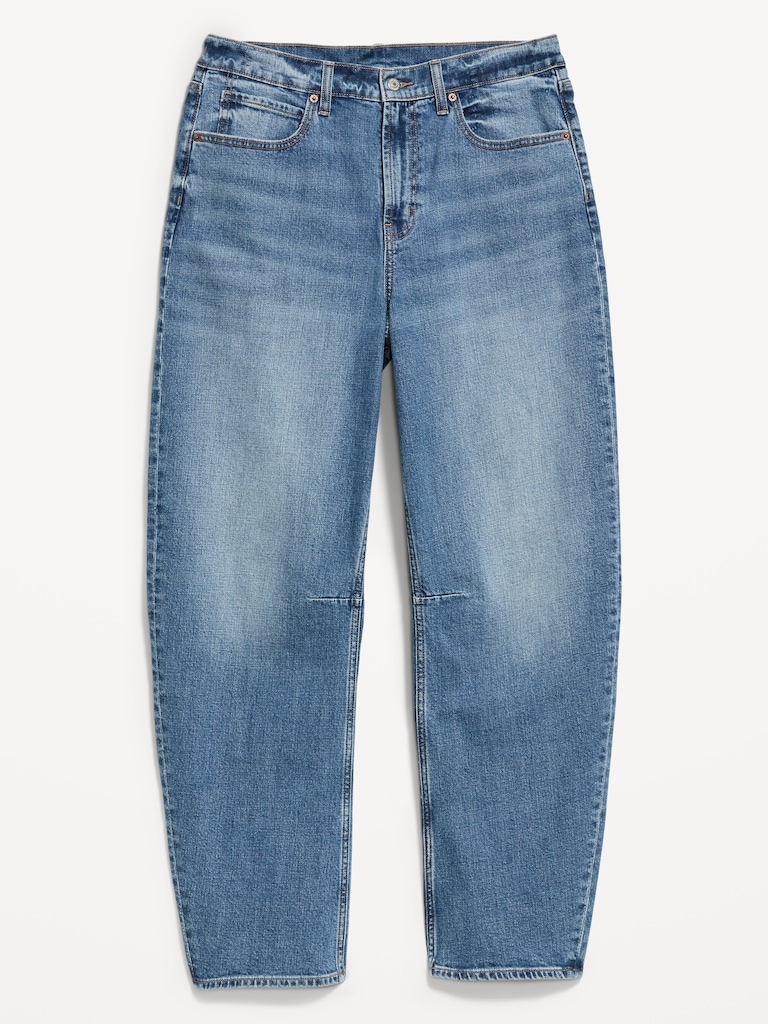 High-Waisted Barrel Full Length Jeans