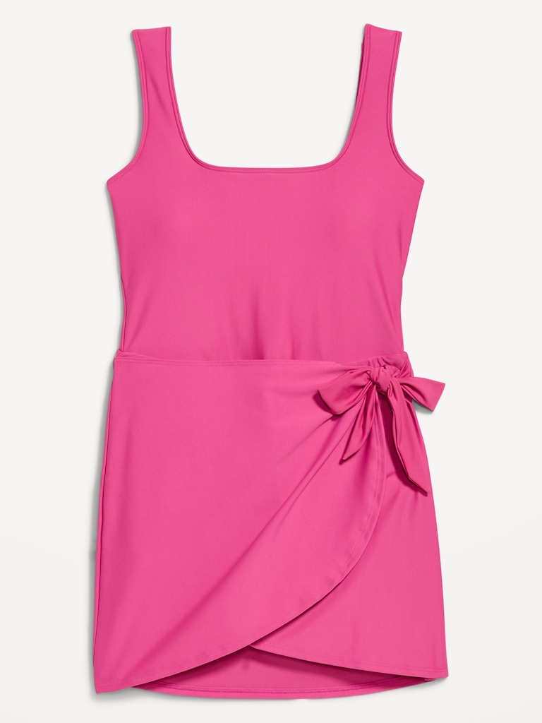 Matte Side-Tie Swim Dress