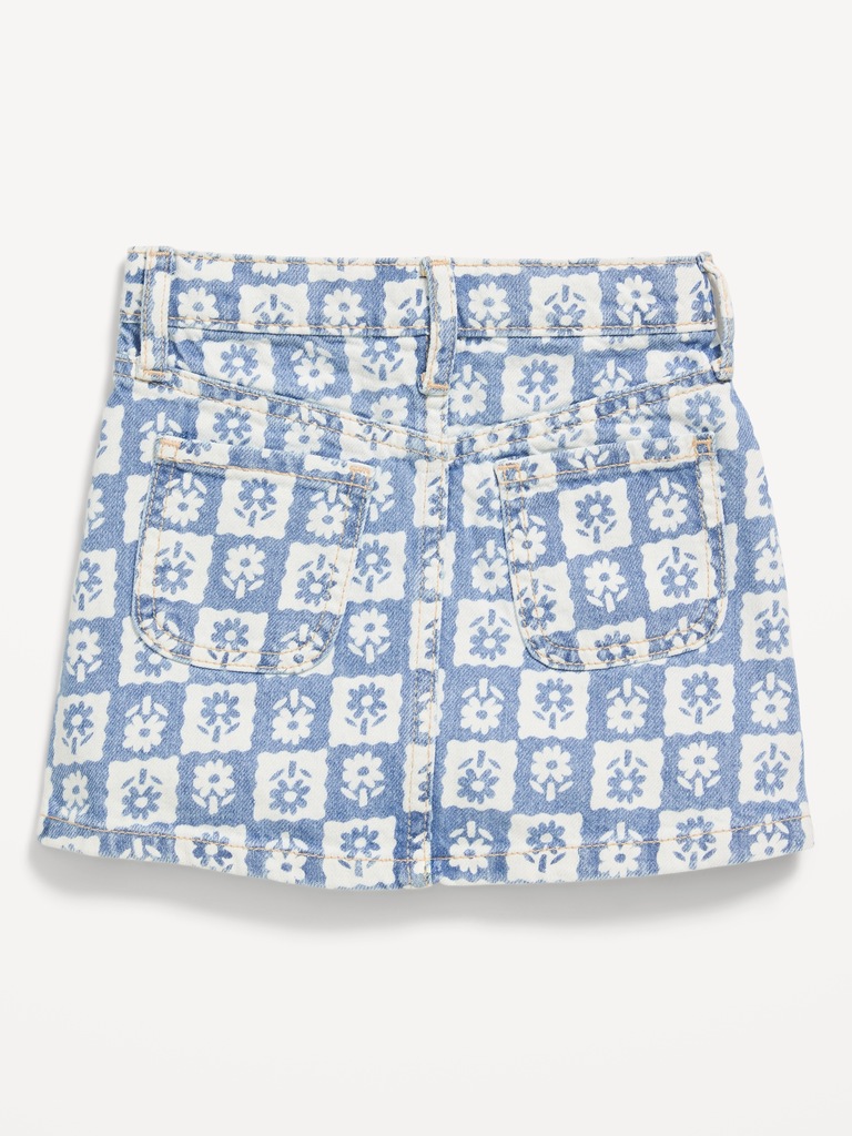Printed High-Waisted Button-Front Jean Skirt for Toddler Girls