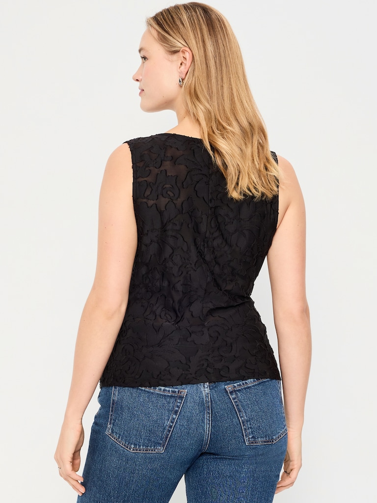 Jacquard Side-Drape Top