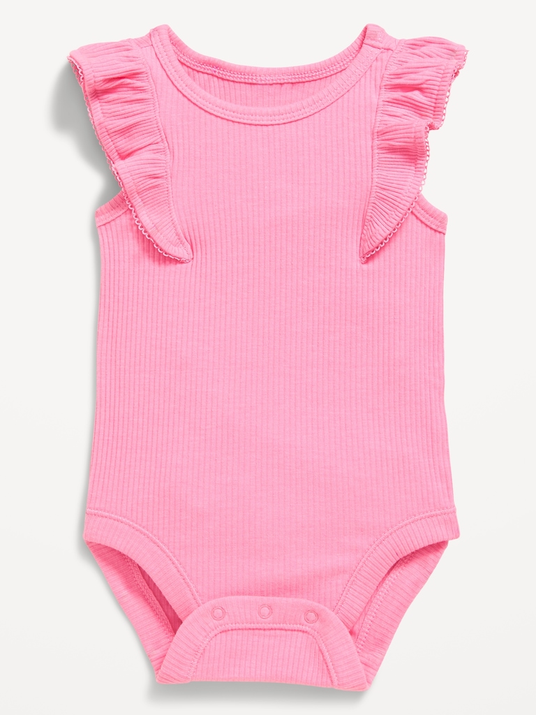 Ruffle-Trim Ribbed Bodysuit for Baby