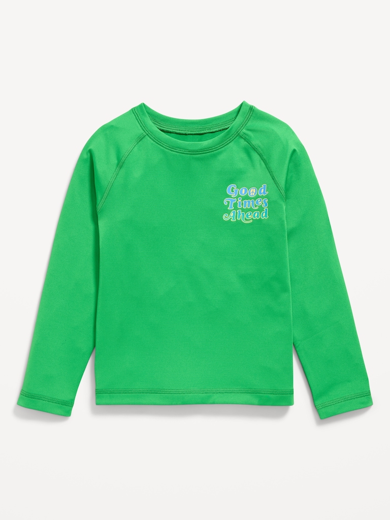 Long-Sleeve Graphic Rashguard Swim Top for Toddler Boys