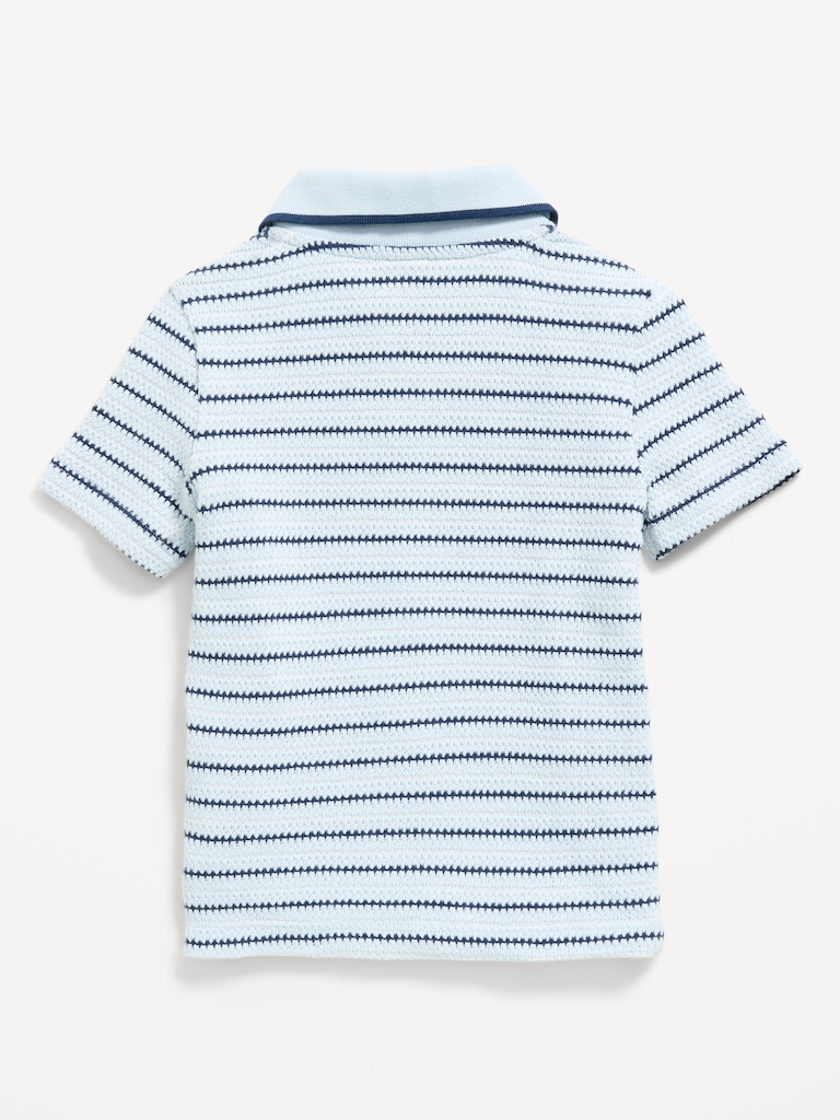 Textured-Knit Striped Polo Shirt for Toddler Boys