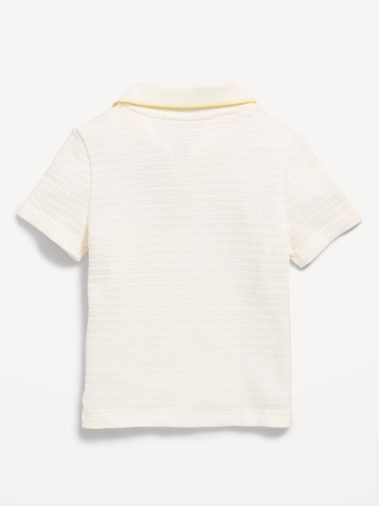 Textured-Knit Graphic Polo Shirt for Toddler Boys