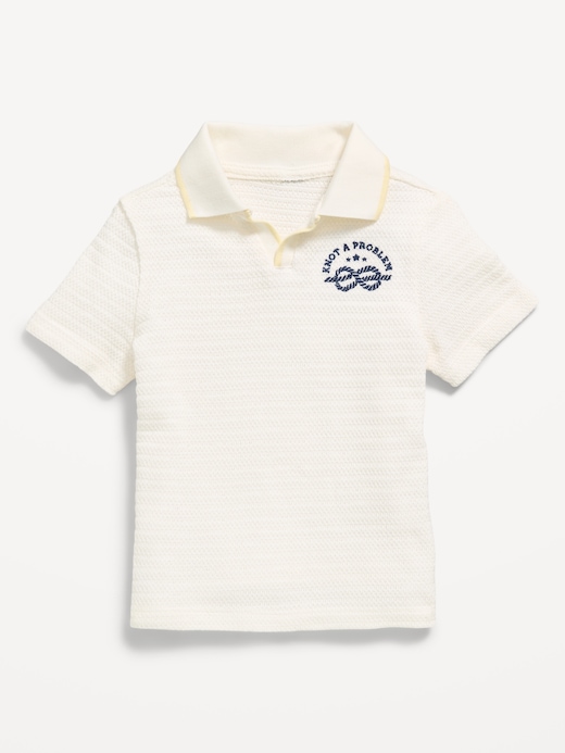 Textured Textured-Knit Graphic Polo Shirt for Toddler Boys under $10 clearance