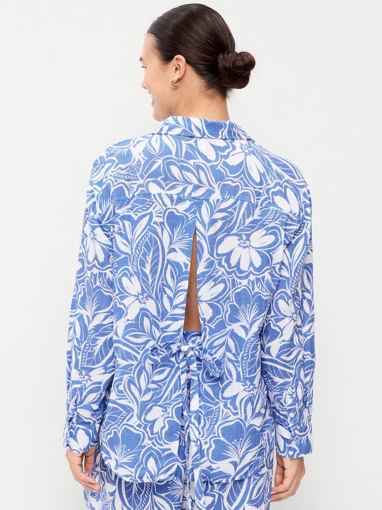 Open-Back Button-Down Shirt