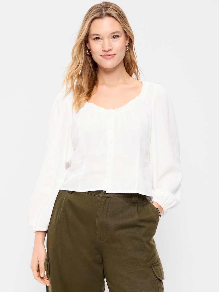 Long-Sleeve Button-Down Top