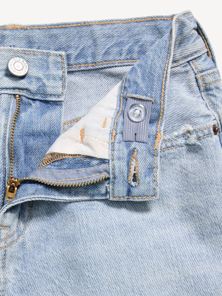 High-Waisted Ripped Frayed-Hem Jean Shorts for Girls