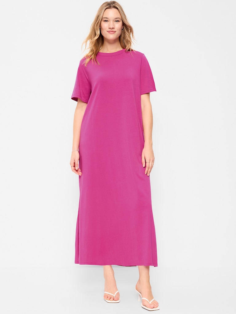 Vintage Crew-Neck Maxi Dress