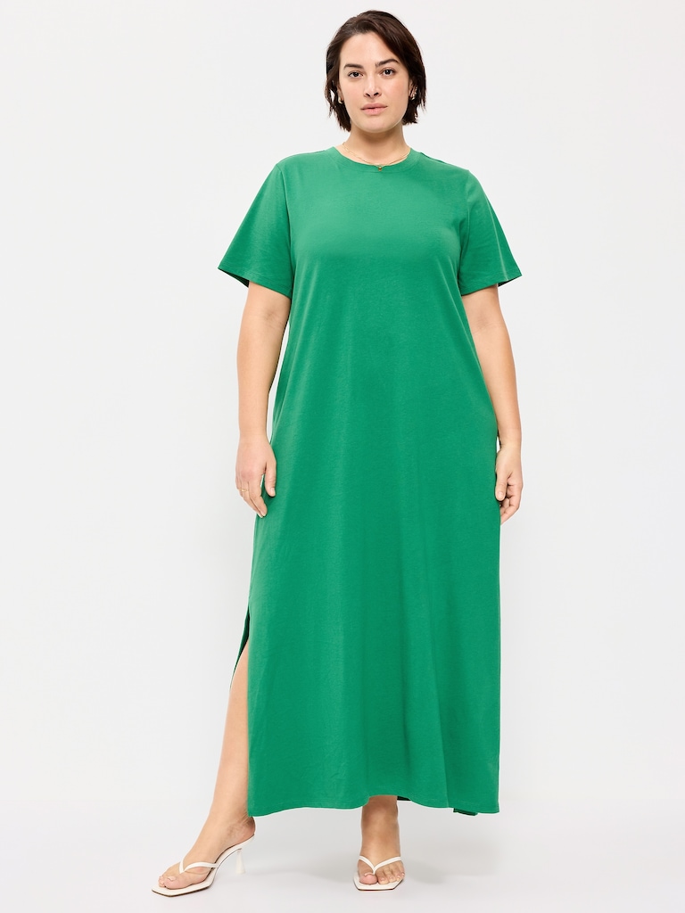 Vintage Crew-Neck Maxi Dress
