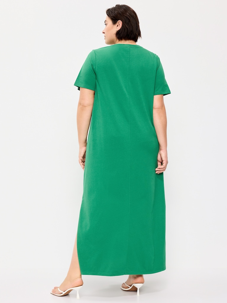 Vintage Crew-Neck Maxi Dress