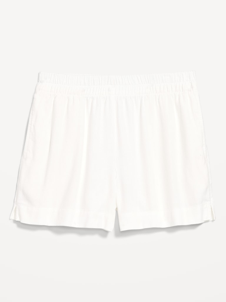 High-Waisted Linen-Blend Shorts -- 3.5-inch inseam