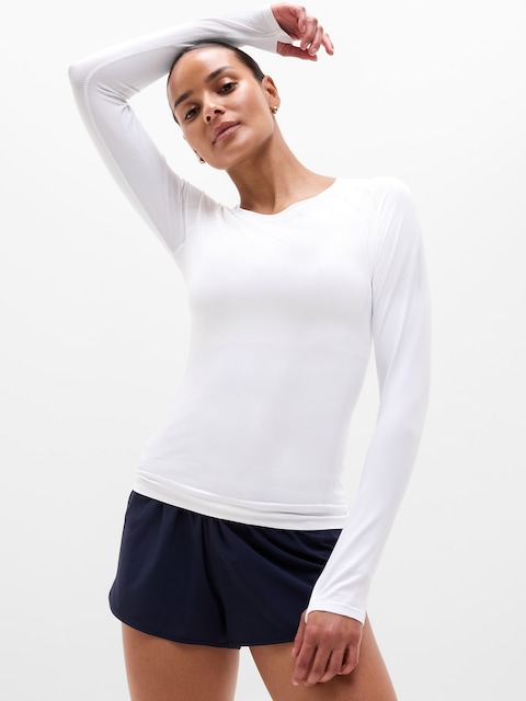 Top Manches Longues Athleta - Couleur Vive Rose/multicolore - Taille S - Parfait Pour Le Sport