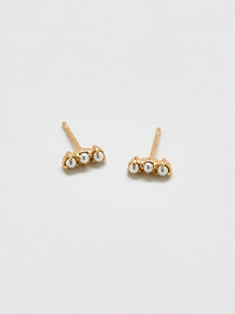 Admiral Row Gold Pearl Bar Earrings