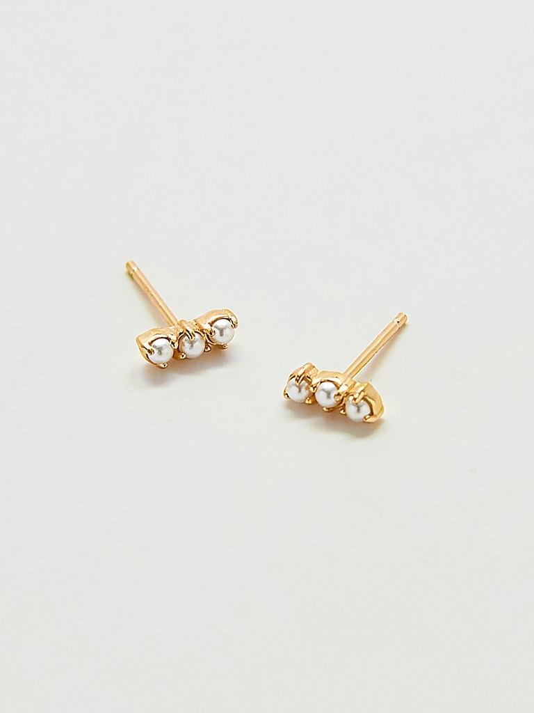 Admiral Row Gold Pearl Bar Earrings