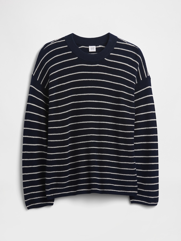 Kids Oversized Stripe Shaker-Stitch Sweater