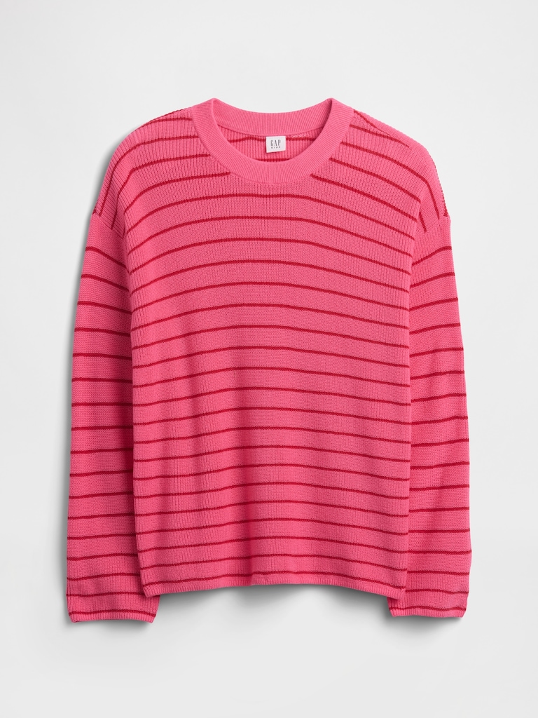 Kids Oversized Stripe Shaker-Stitch Sweater