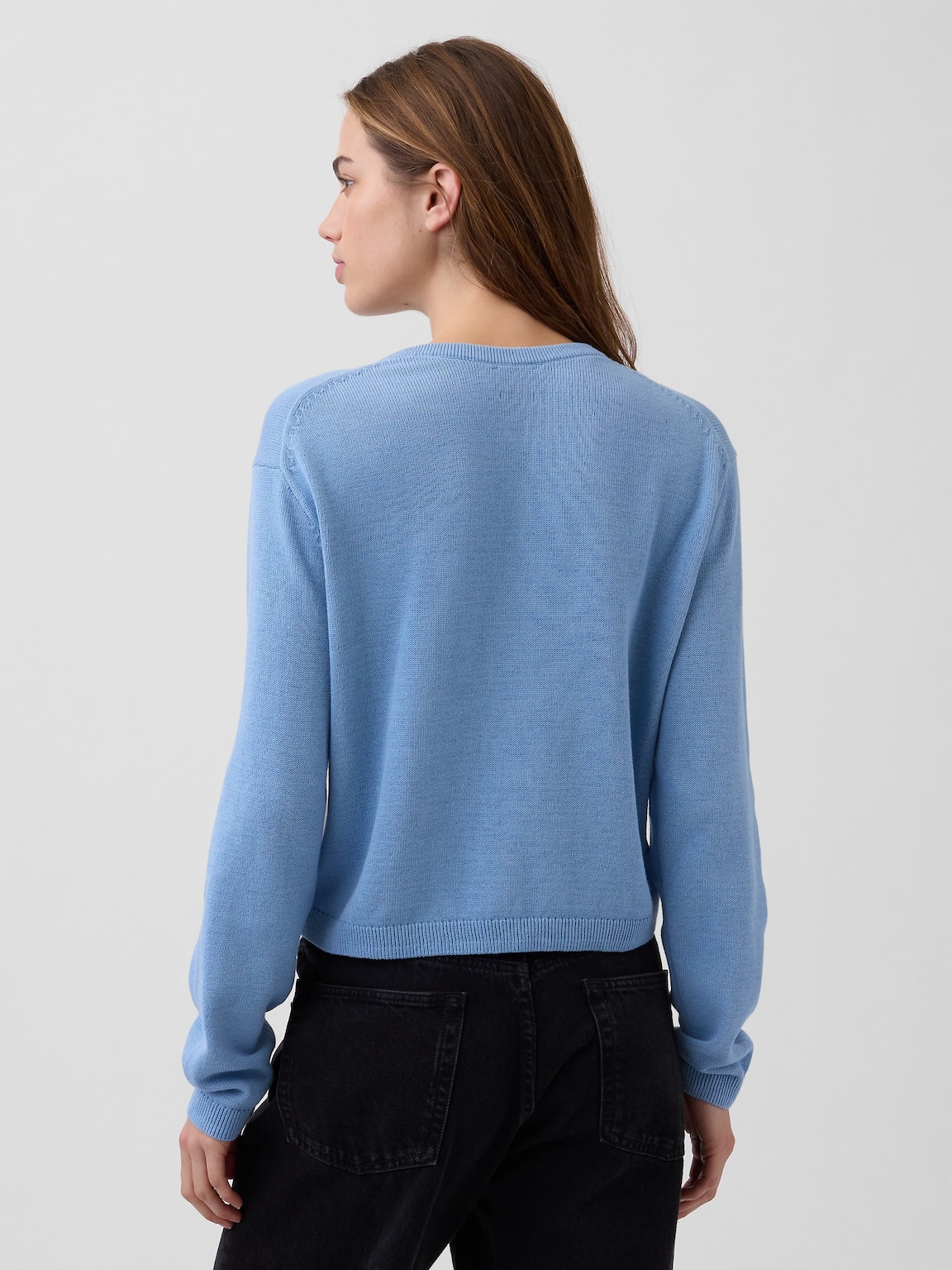 100% Cotton Relaxed Crop Cardigan Sweater