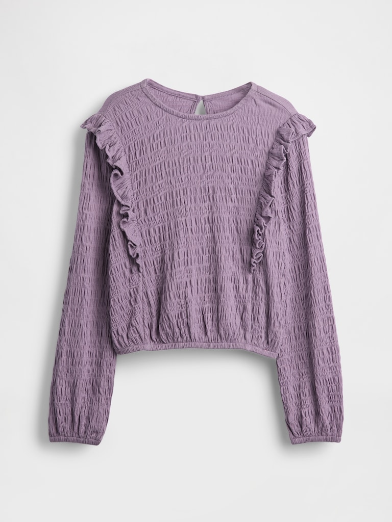 Kids Crinkle Knit Ruffle Top