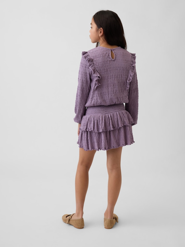 Kids Crinkle Knit Tiered Skort