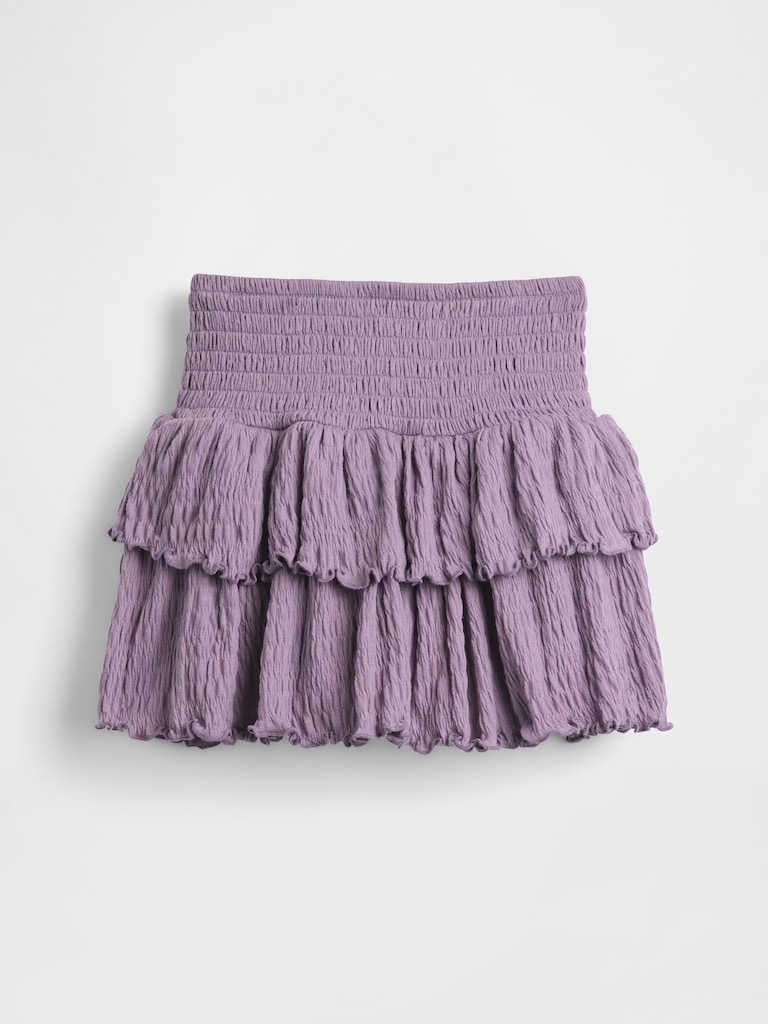 Kids Crinkle Knit Tiered Skort