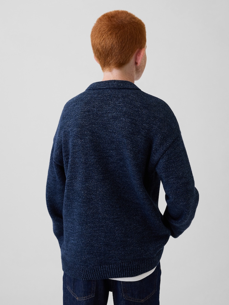 Kids Relaxed Polo Cardigan Sweater