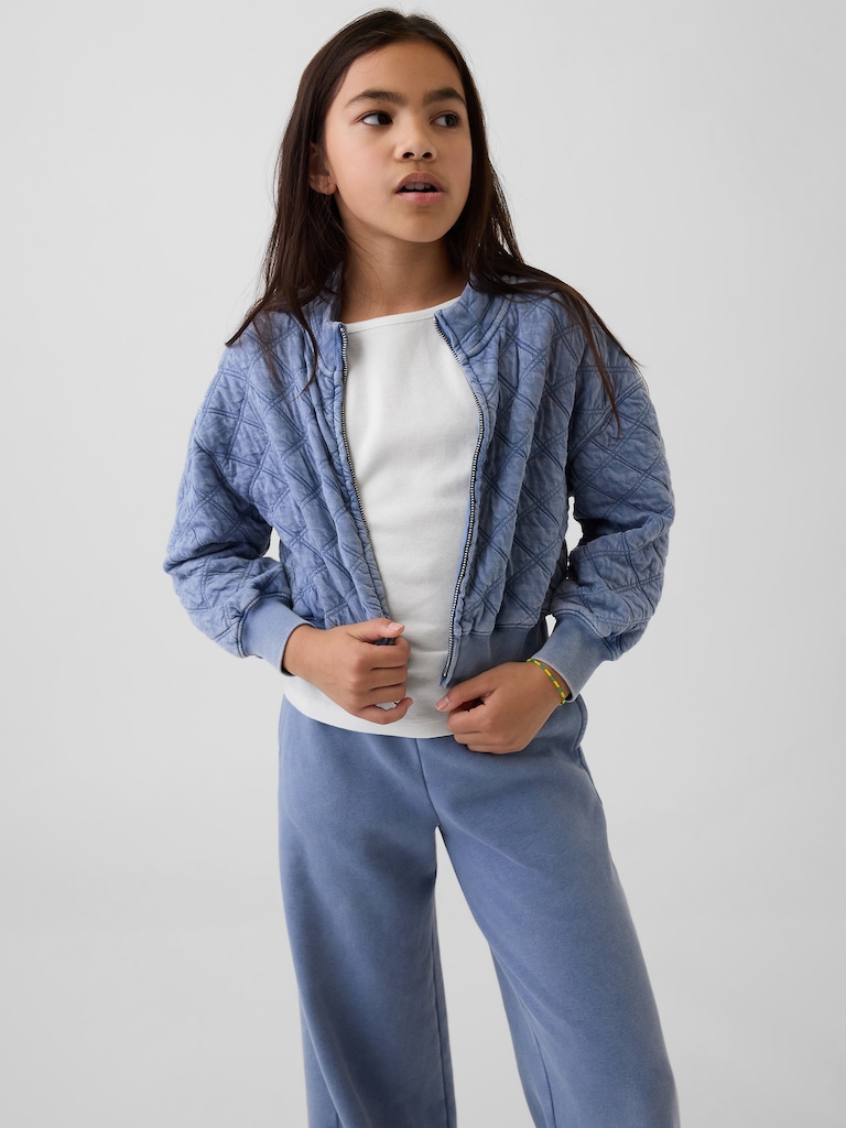 Kids Oversized Quilted Zip Jacket