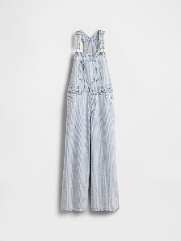 Kids Denim Stripe Baggy Overalls