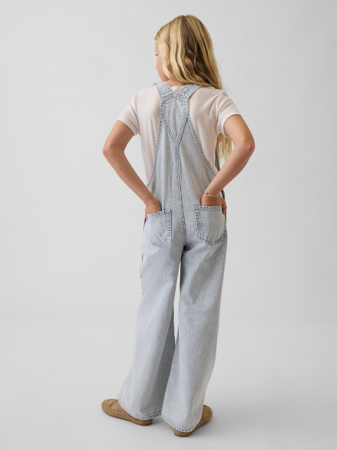 Kids Denim Stripe Baggy Overalls