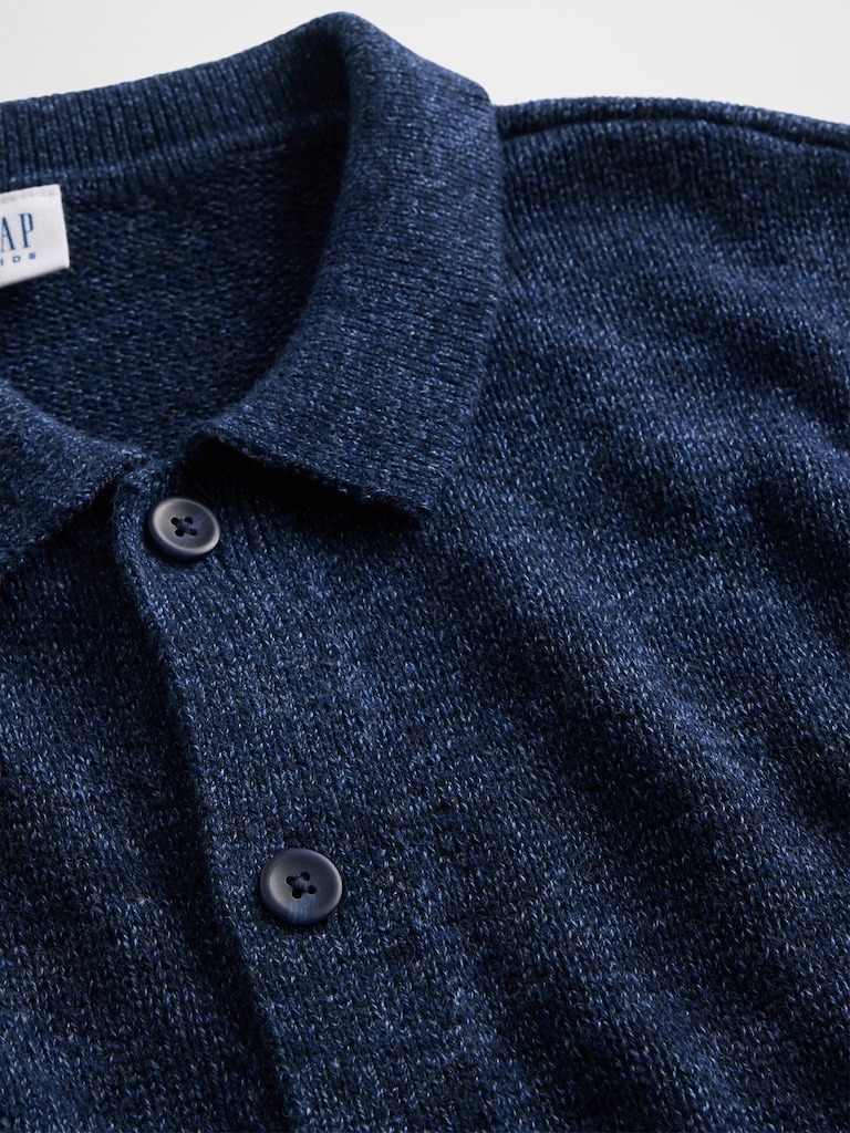 Kids Relaxed Polo Cardigan Sweater