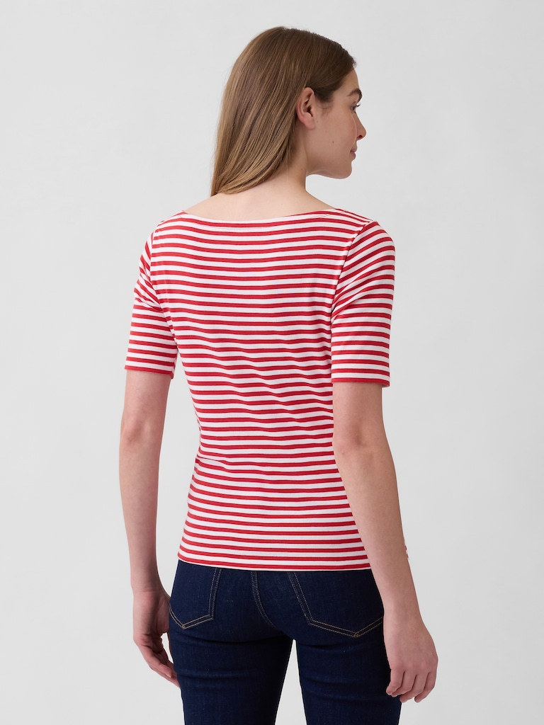 Modern Ribbed Boatneck T-Shirt