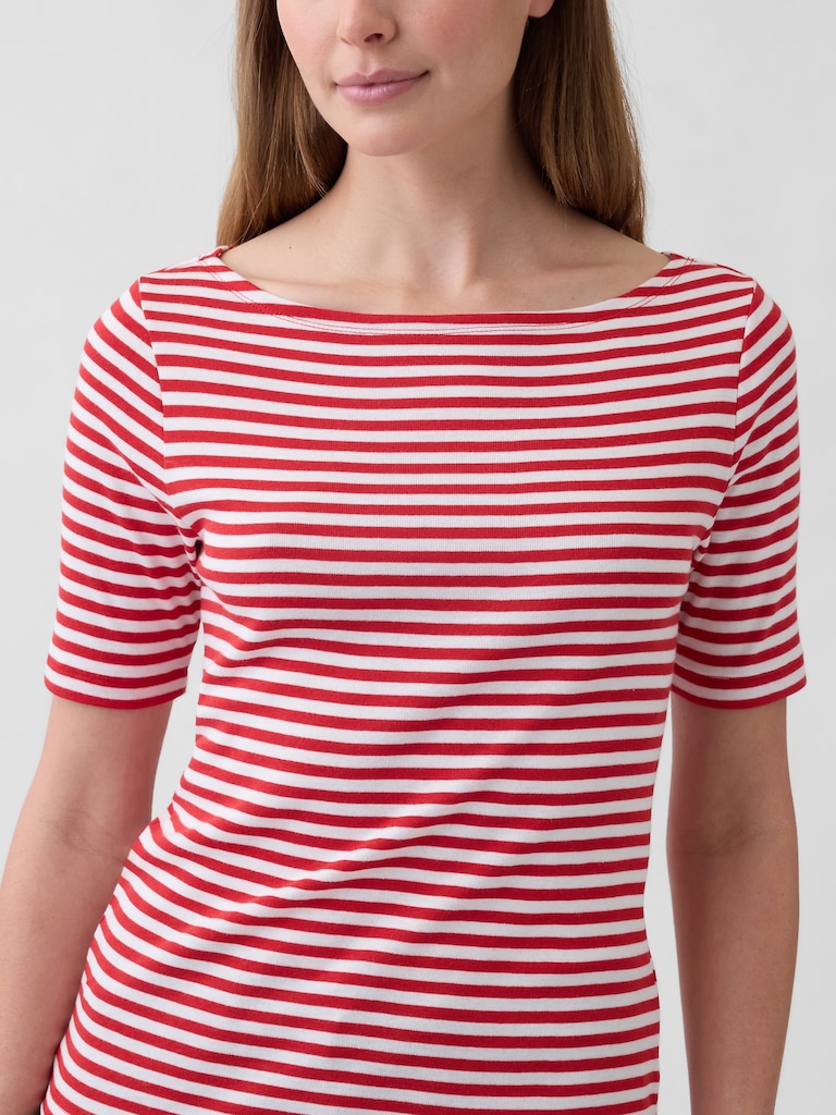 Modern Ribbed Boatneck T-Shirt