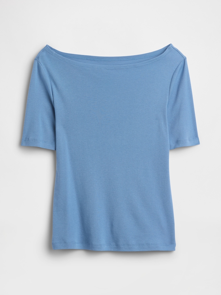 Modern Ribbed Boatneck T-Shirt