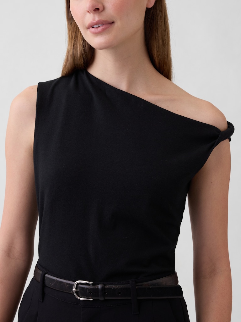 Stretch Jersey One-Shoulder Top