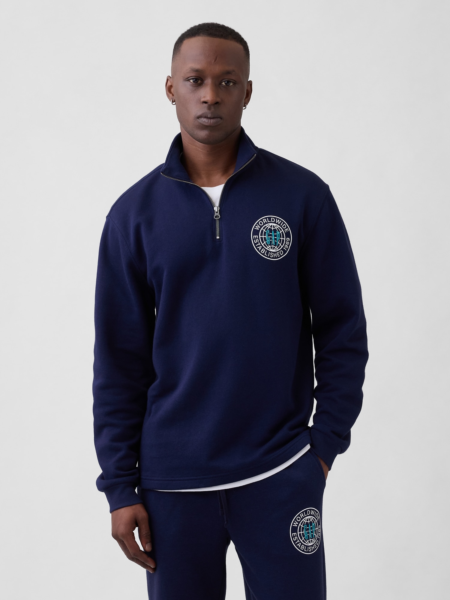 Relaxed Gap Graphic Quarter-Zip Sweatshirt | Gap Factory