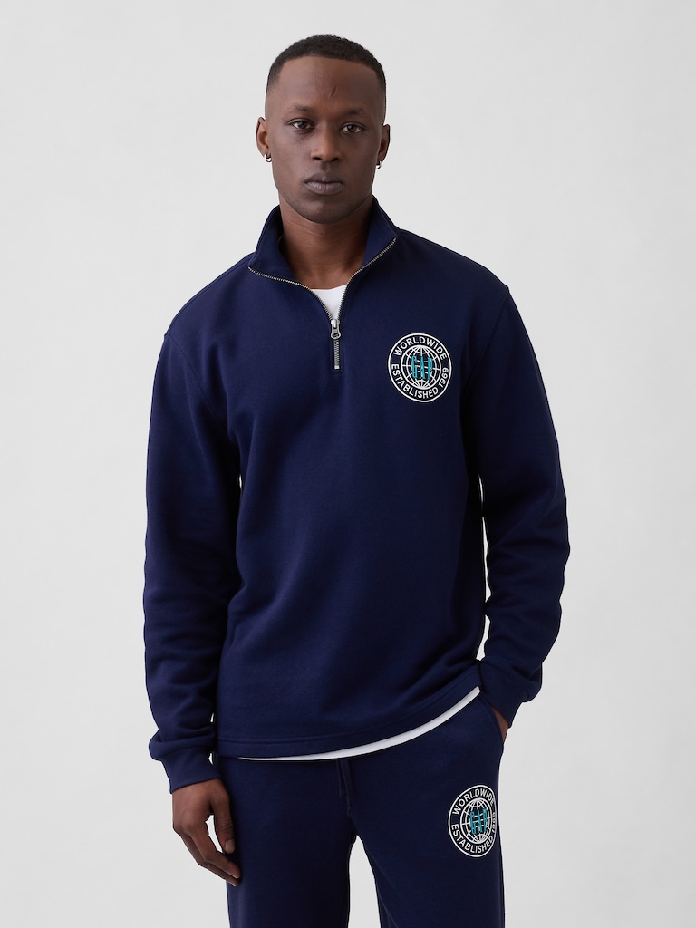 Relaxed Gap Graphic Quarter-Zip Sweatshirt