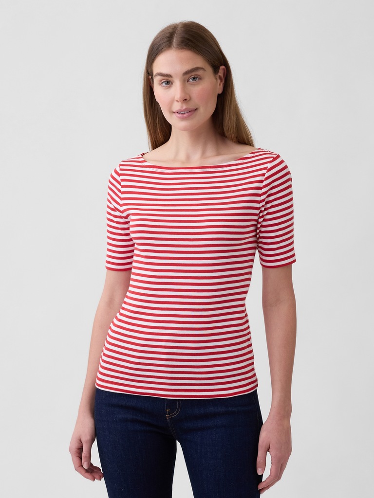 Modern Ribbed Boatneck T-Shirt