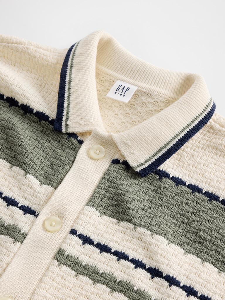Kids Relaxed Polo Cardigan Sweater