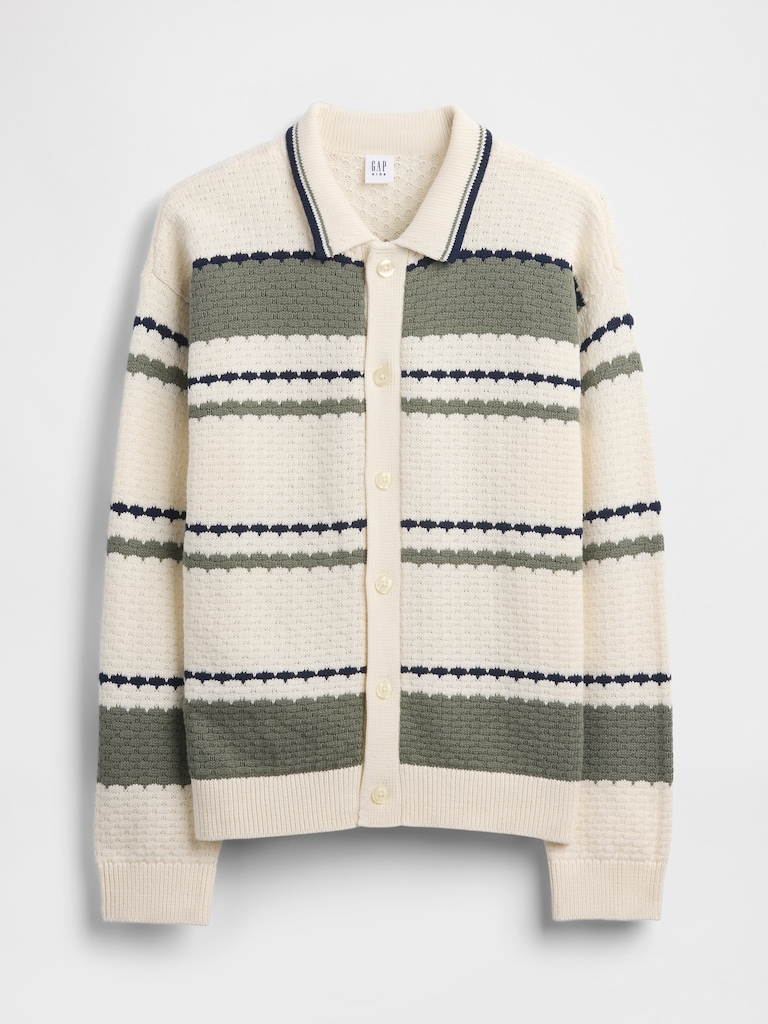 Kids Relaxed Polo Cardigan Sweater