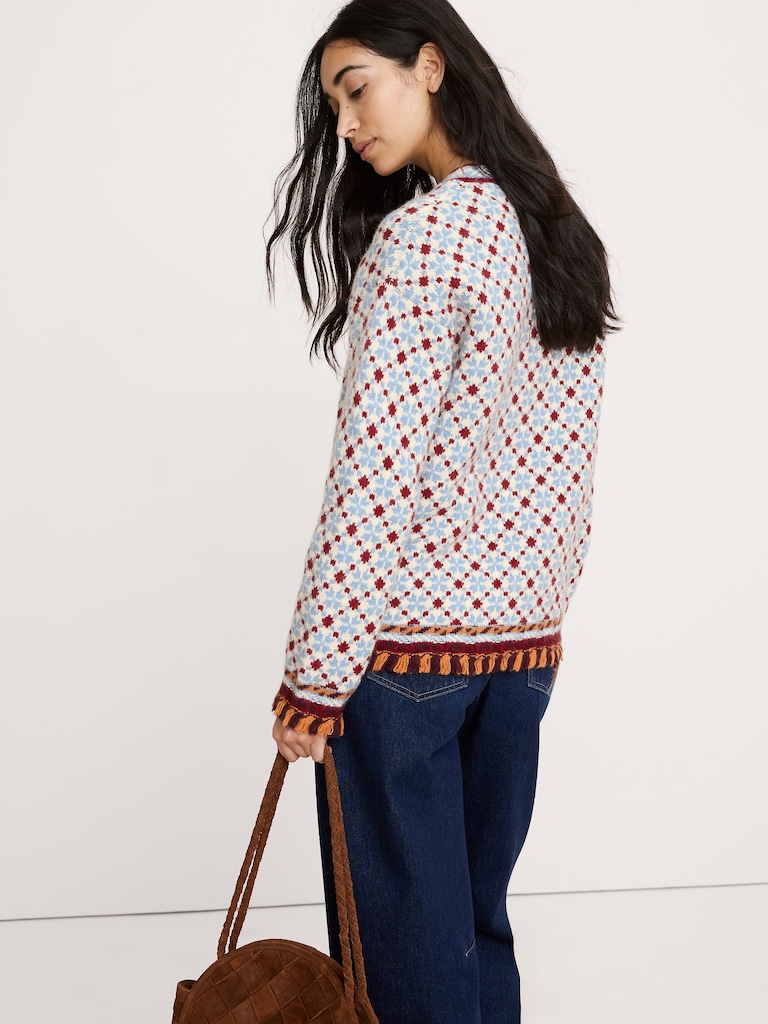 Merino-Cotton Jacquard Sweater