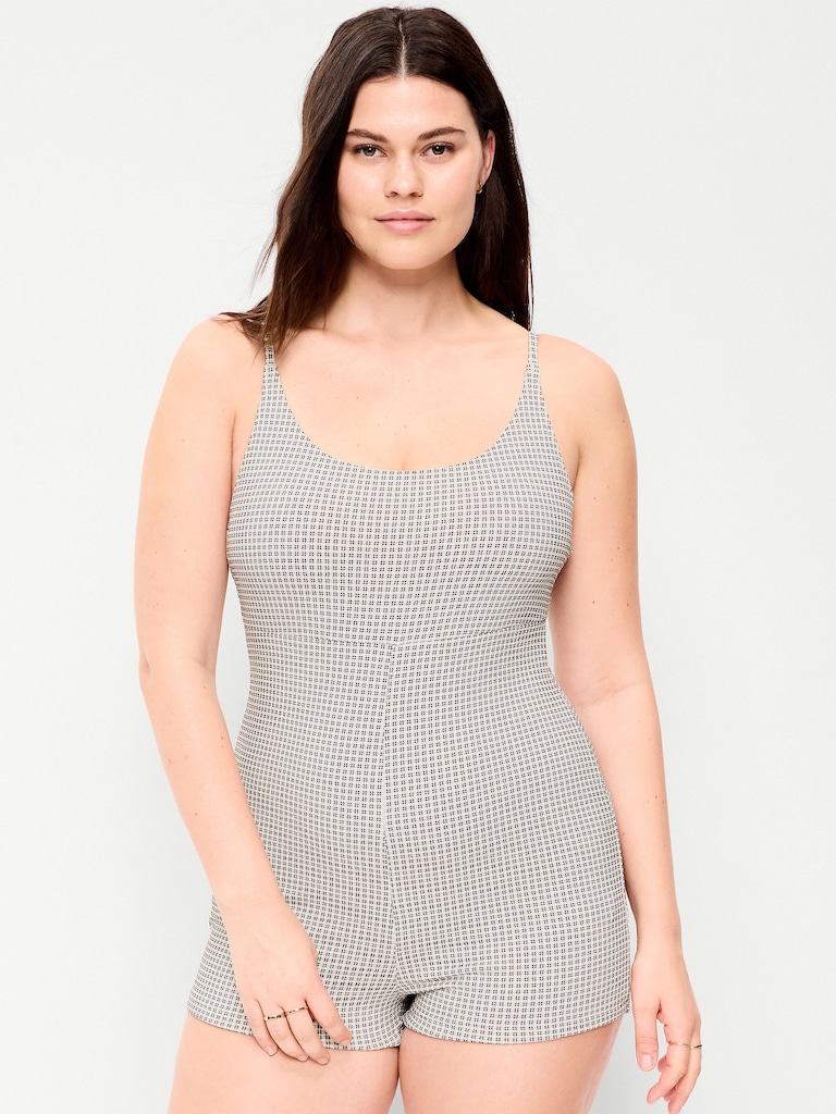 Textured Swim Romper -- 2.5-inch inseam