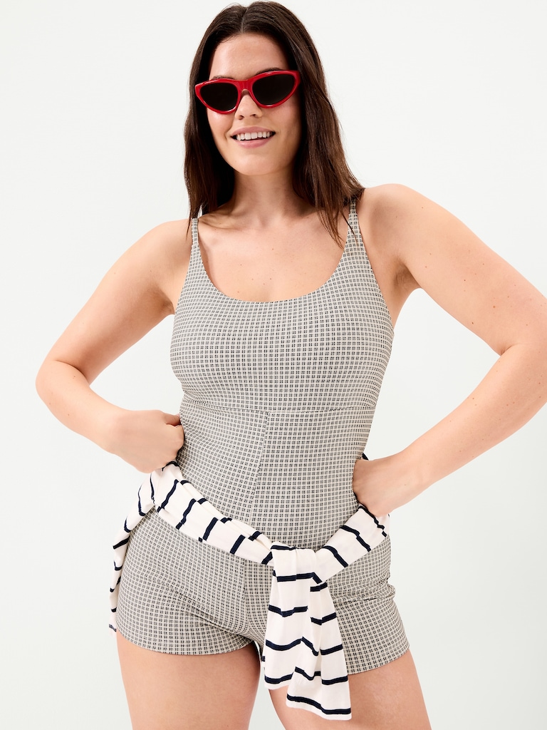 Textured Swim Romper -- 2.5-inch inseam