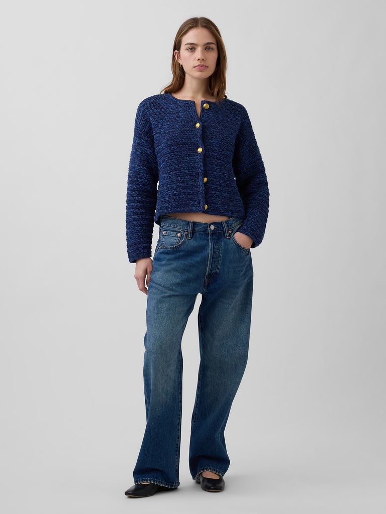 100% Cotton Textured Sweater Jacket