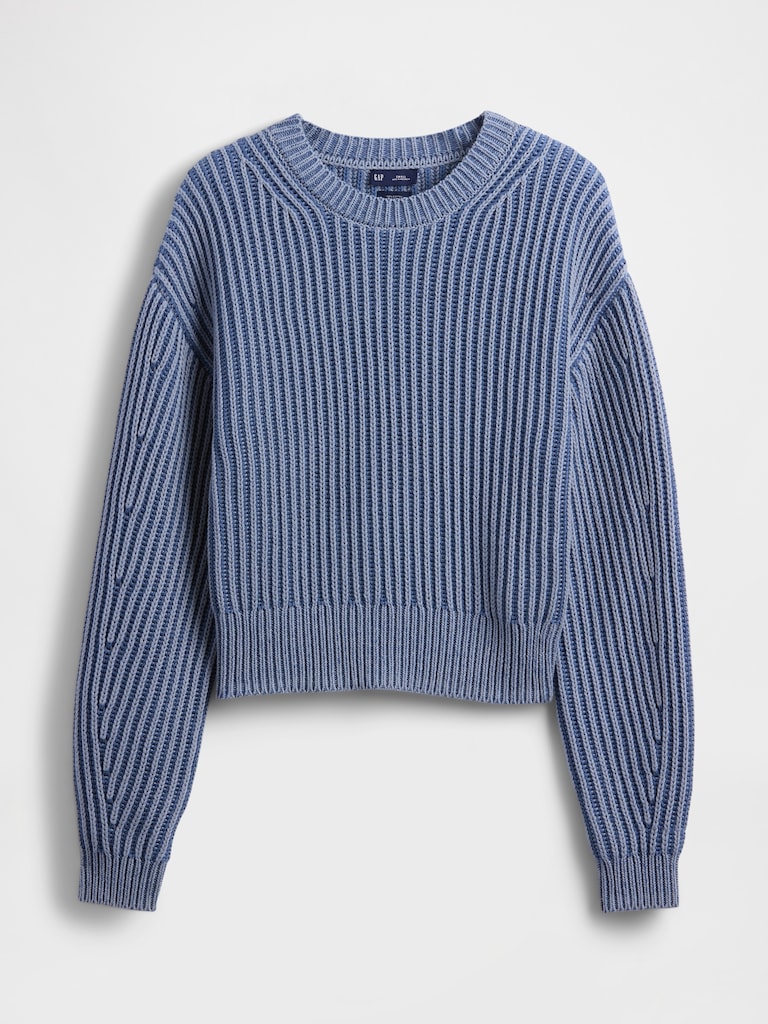 100% Cotton Barrel-Sleeve Crop Sweater