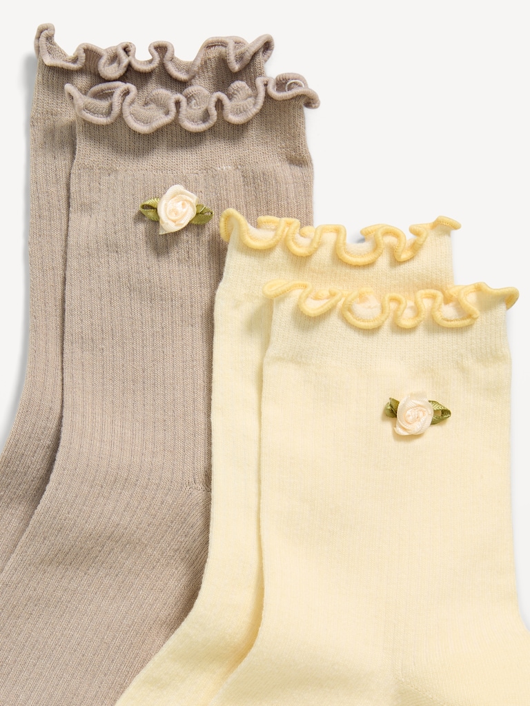 Ruffled Quarter Crew Sock 2-Pack for Women