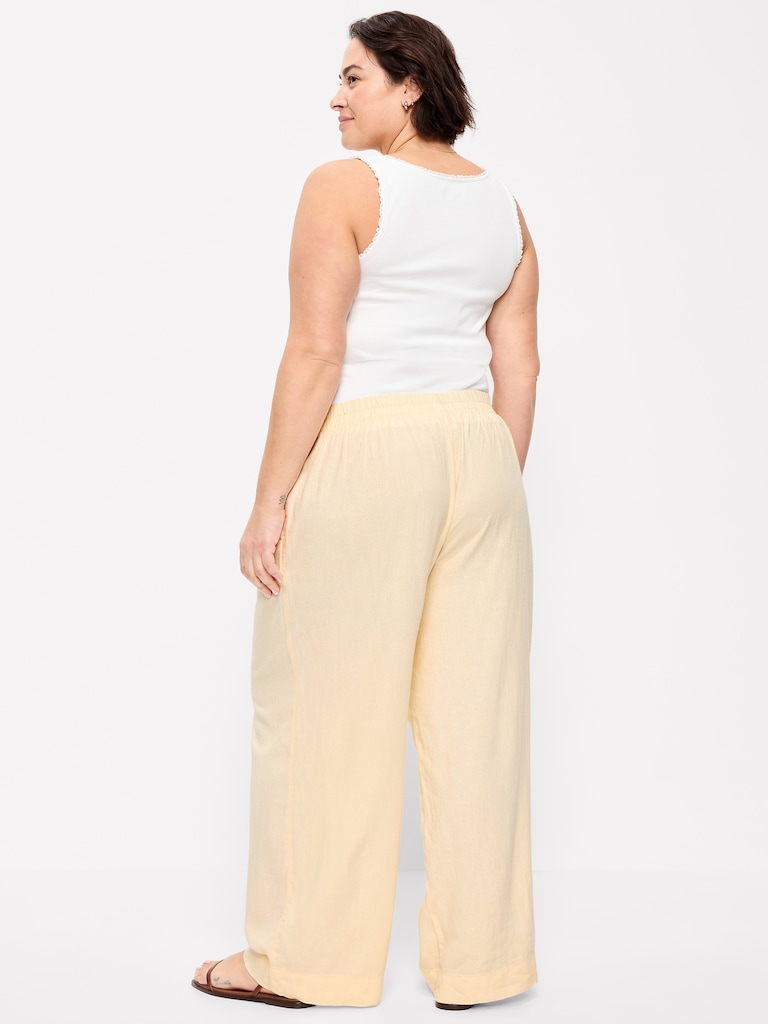 High-Waisted Linen-Blend Wide-Leg Pants