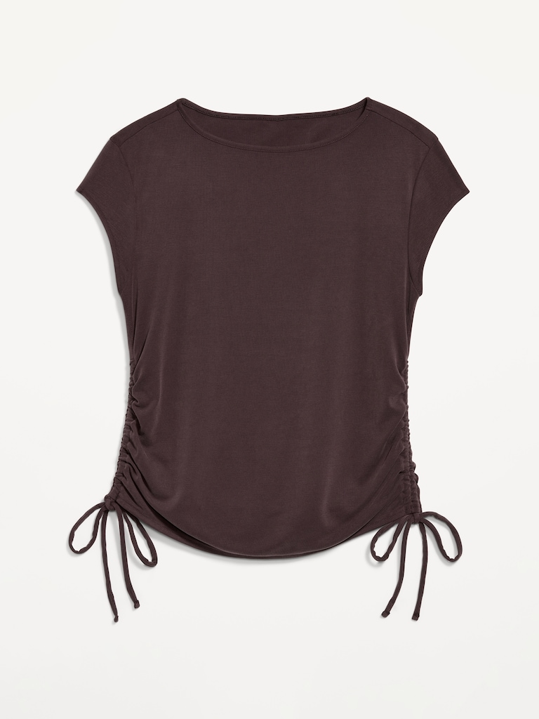 Cap-Sleeve Shirred Side Top