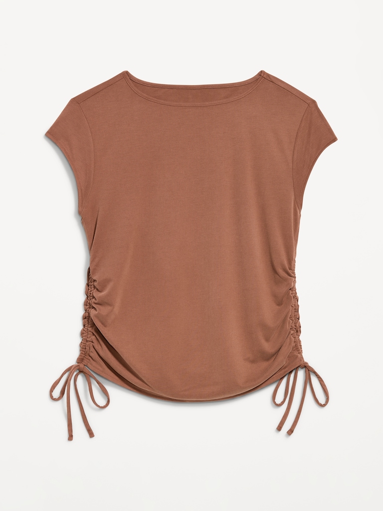 Cap-Sleeve Shirred Side Top