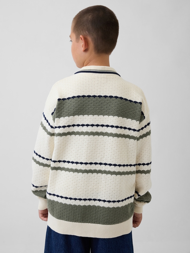 Kids Relaxed Polo Cardigan Sweater
