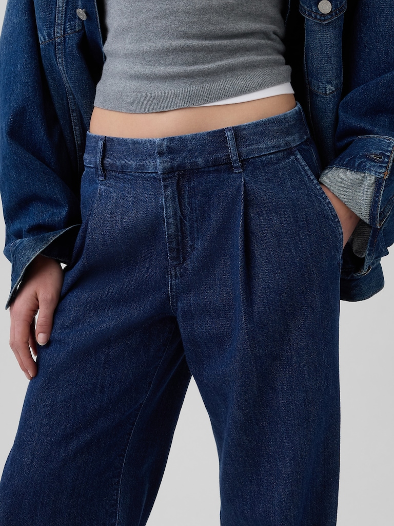 365 Low Rise Denim Pleated Trousers